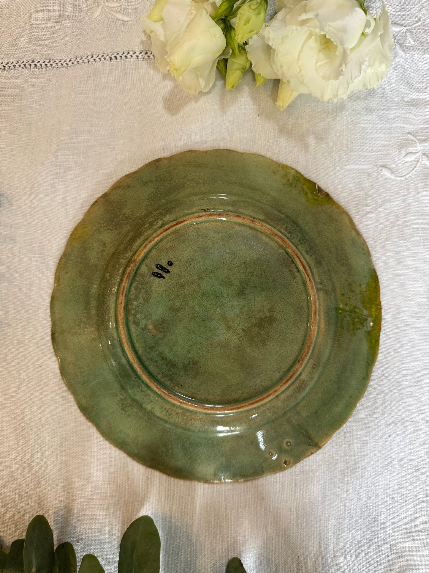 Assiette barbotine oiseaux vintage