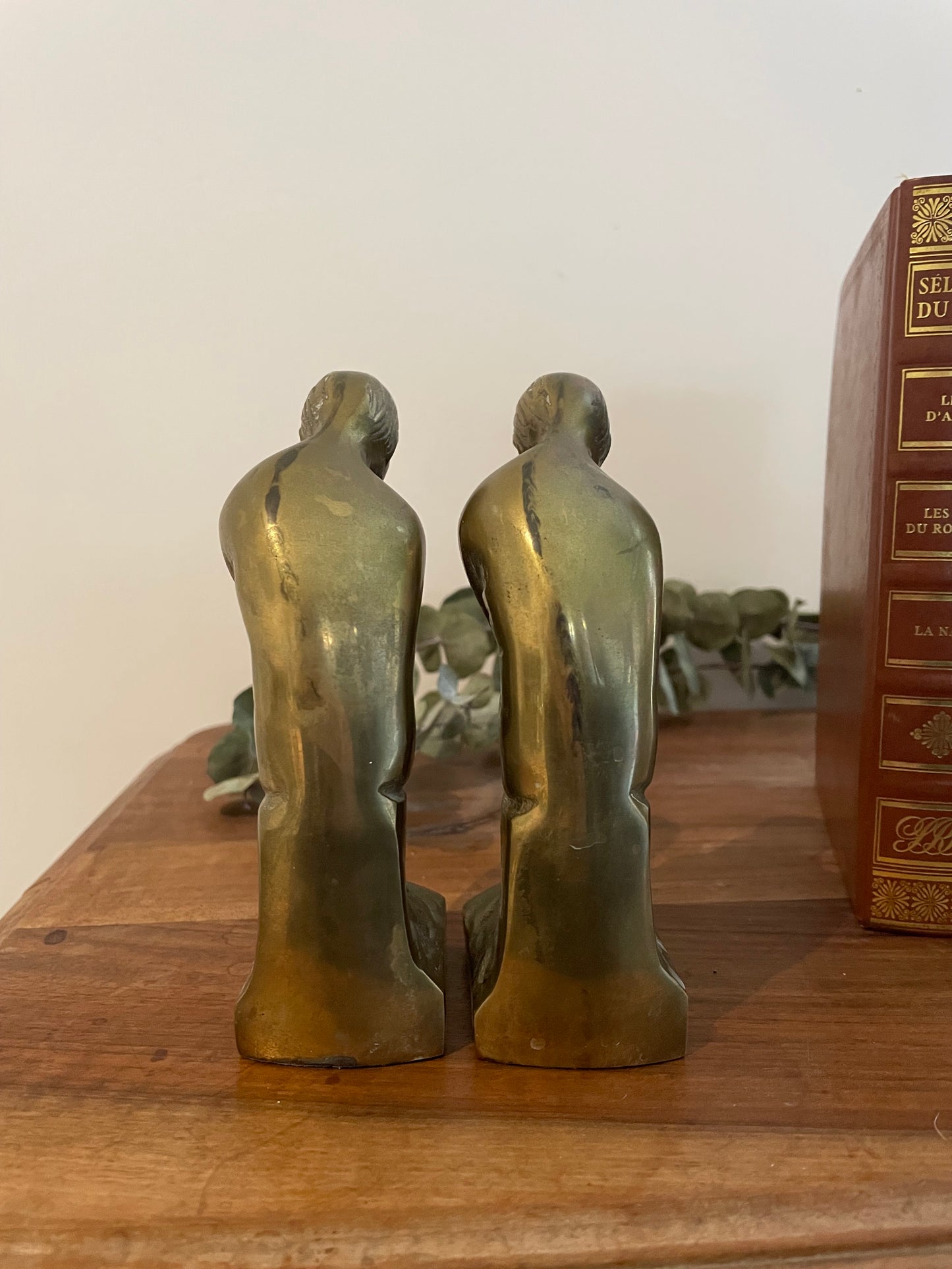 Paire de serre-livres en laiton « Penseur de Rodin »