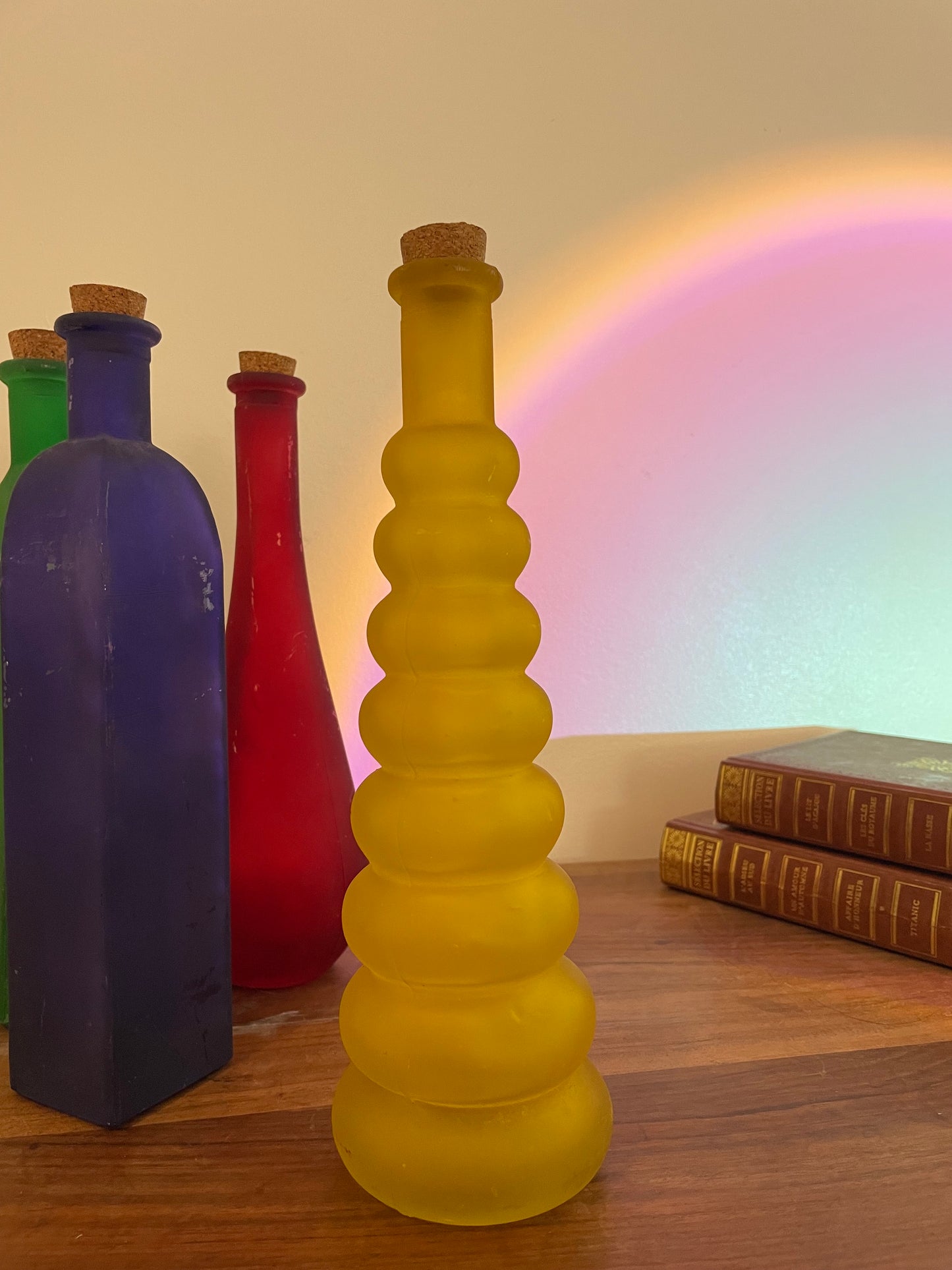 Lot de 4 bouteilles multicolores