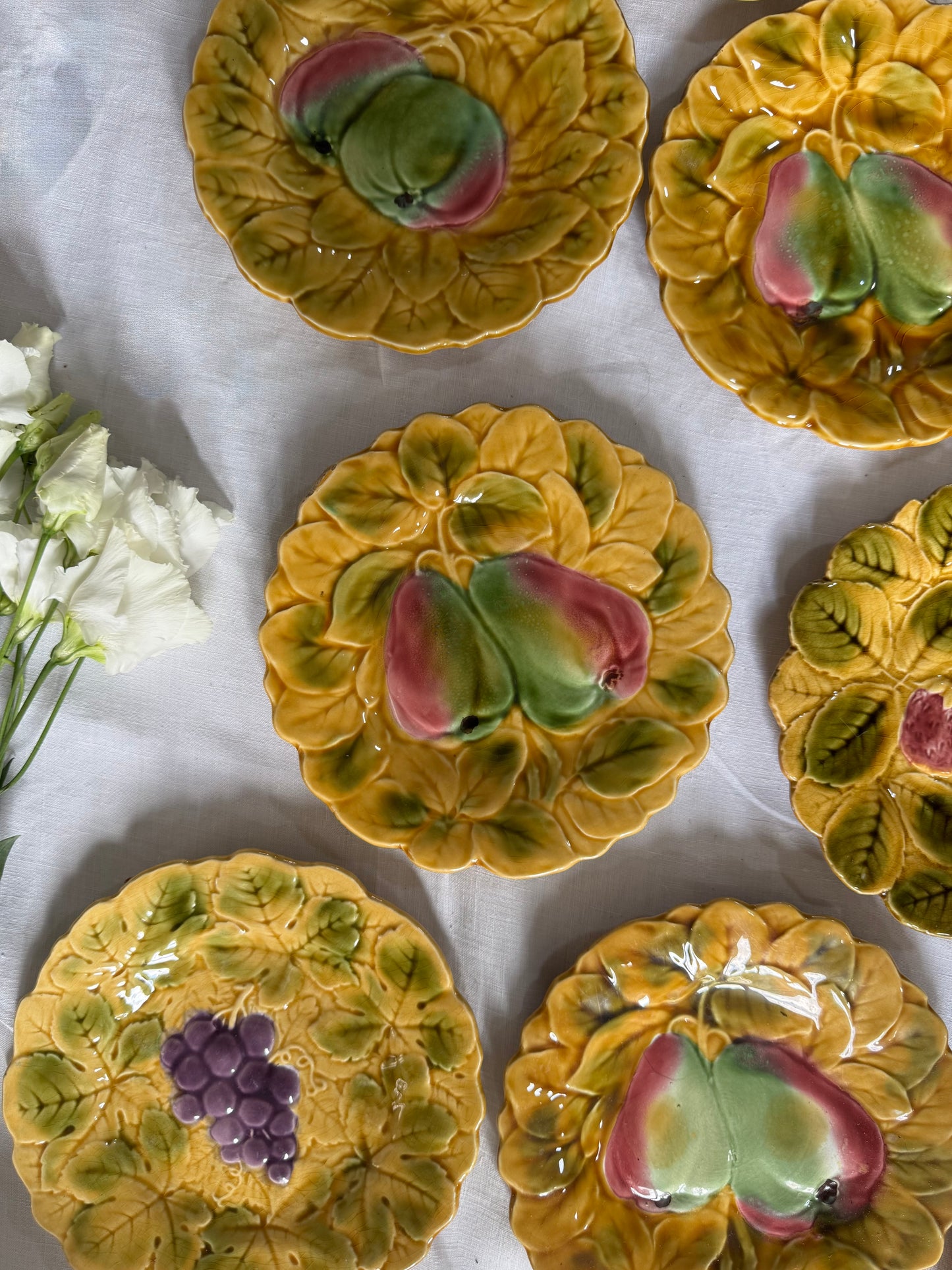 Assiettes à dessert barbotine Sarreguemines vintage