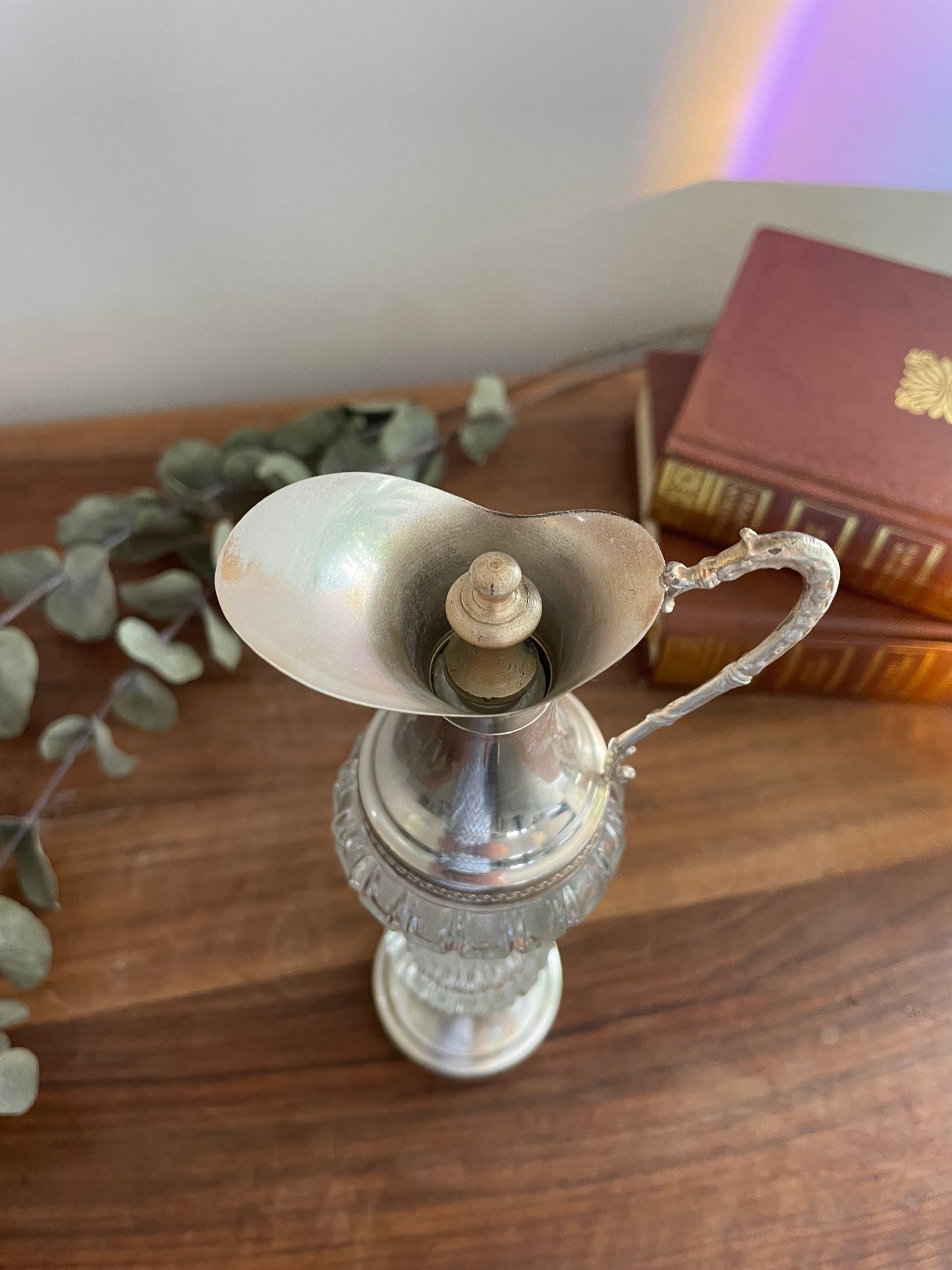 Carafe en verre et métal argenté Italie