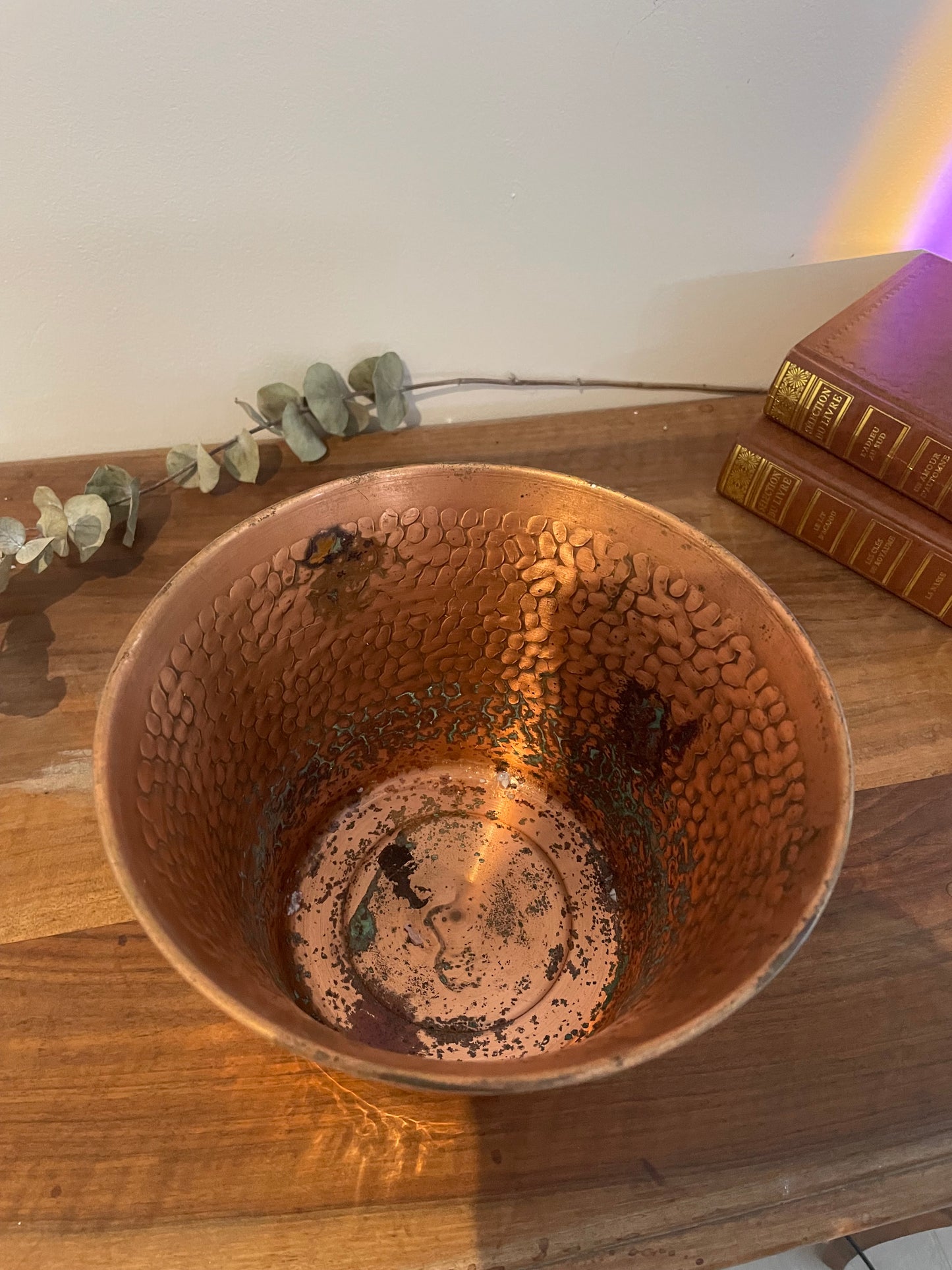 Cache pot en cuivre vintage