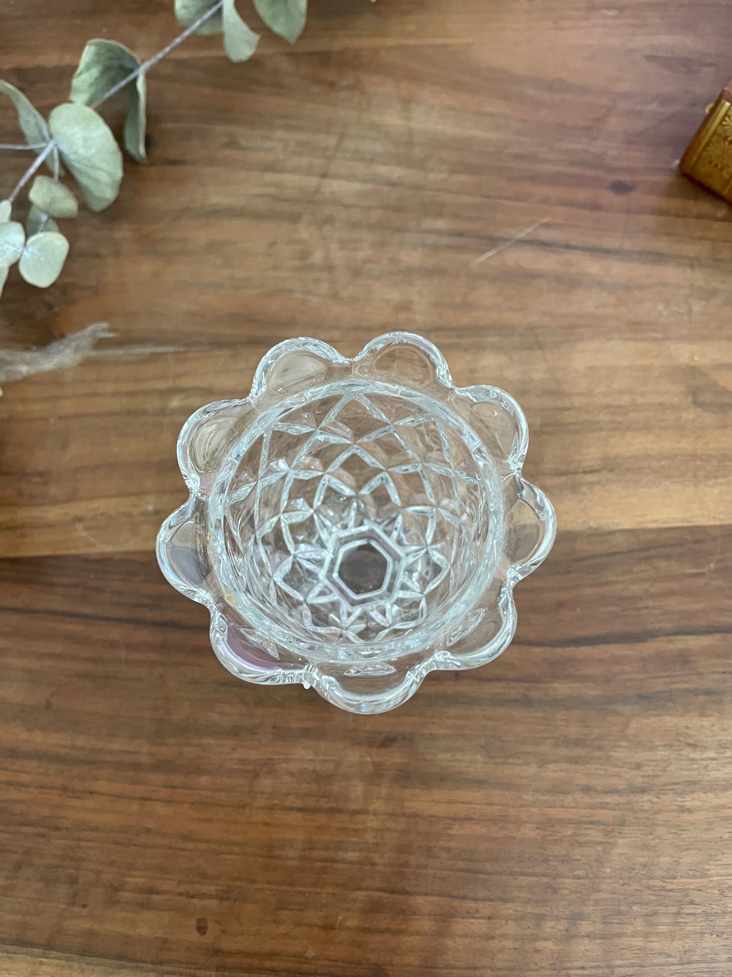 Ancien moutardier en verre moulé vintage