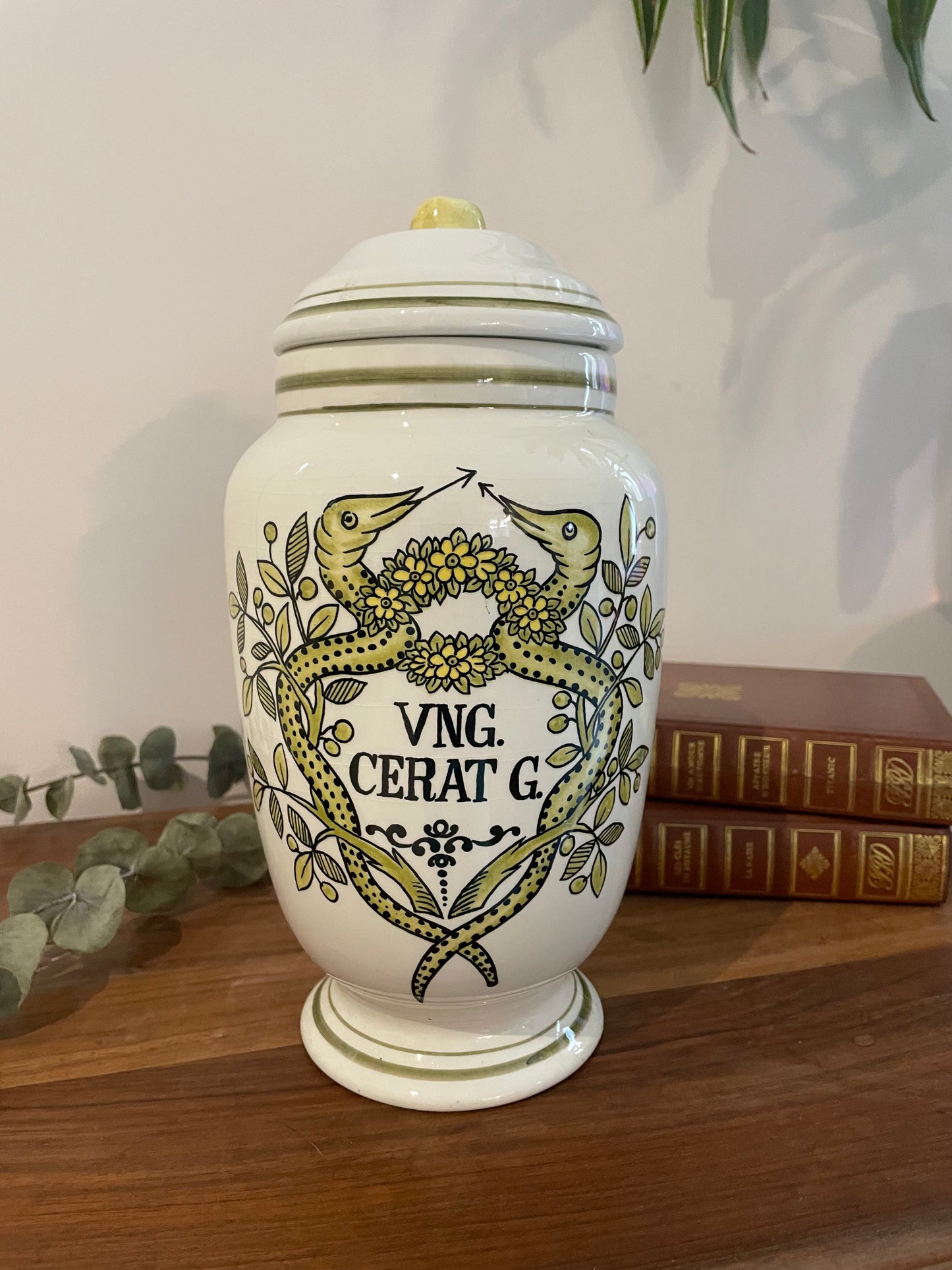 Pot à pharmacie vintage en ceramique serpents