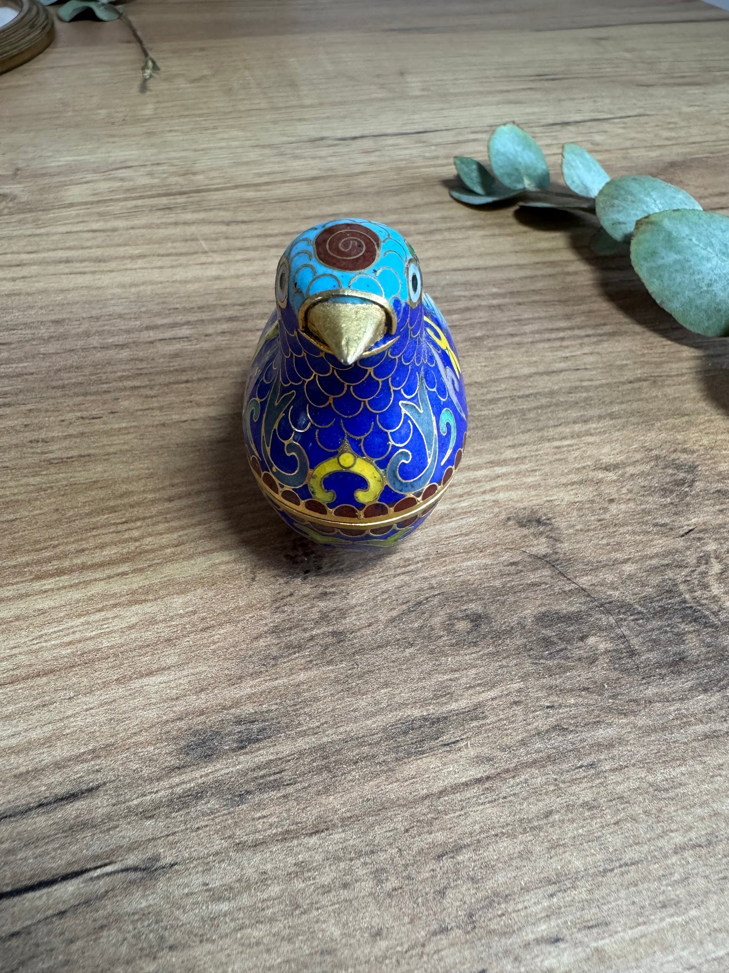 Boite oiseau laiton émaillé