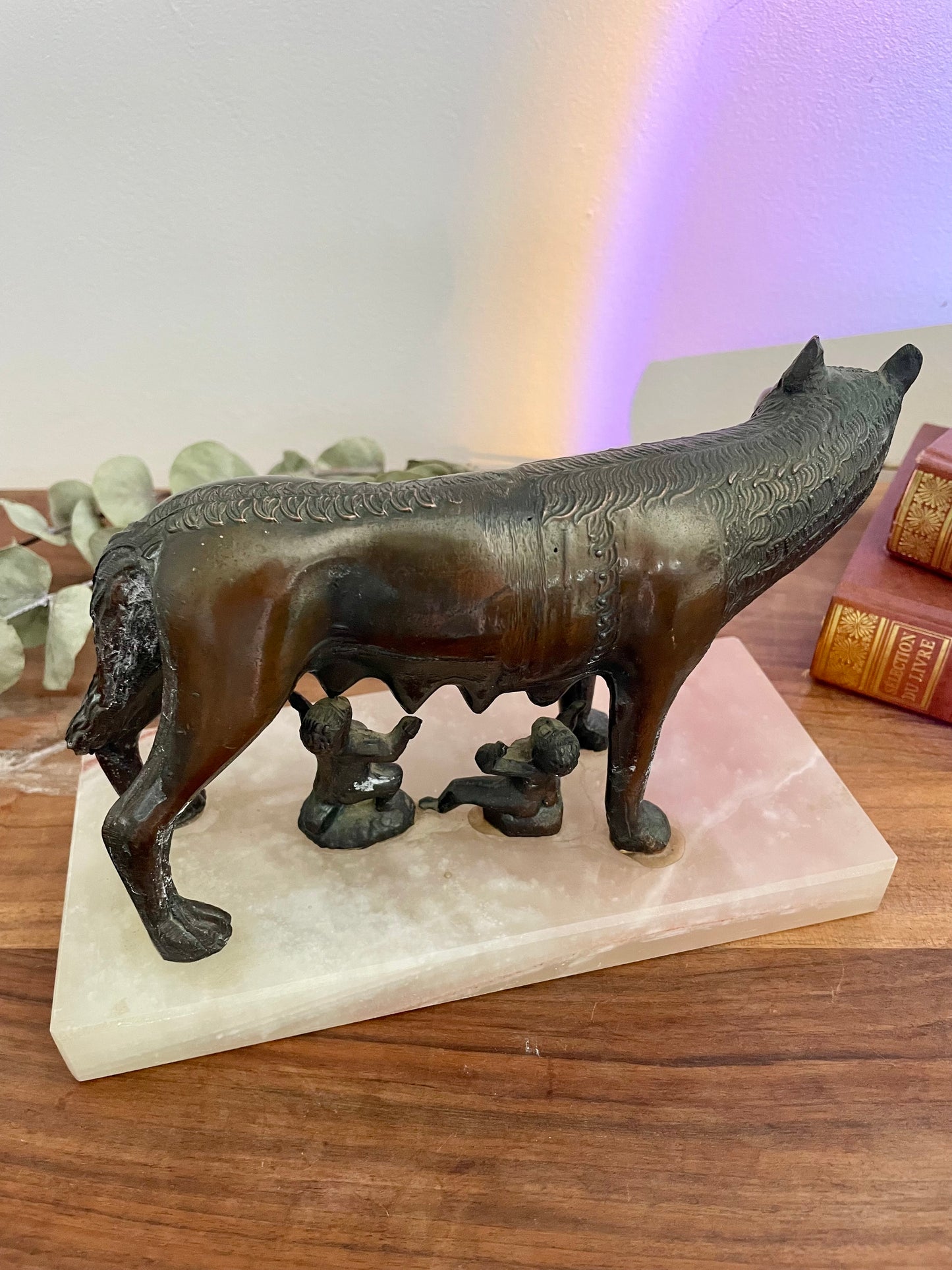 Sculpture louve Capitoline en bronze et marbre