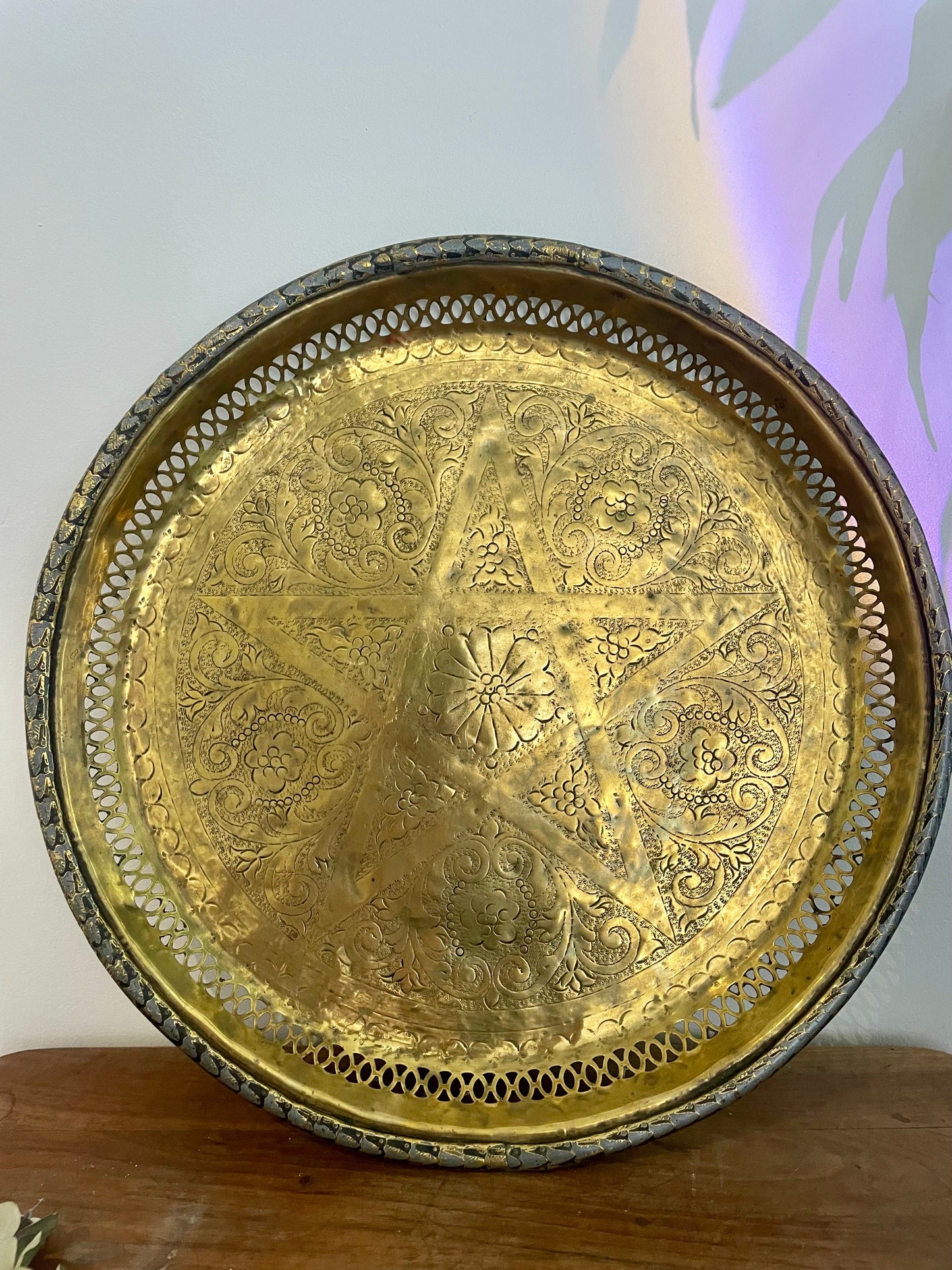 Grand plateau oriental cuivre vintage