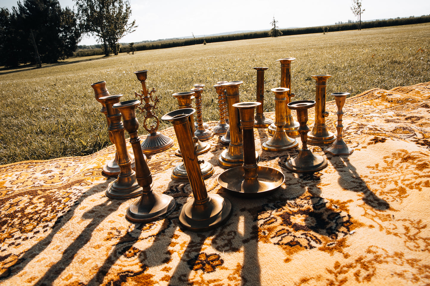 Lot de 10 bougeoirs anciens