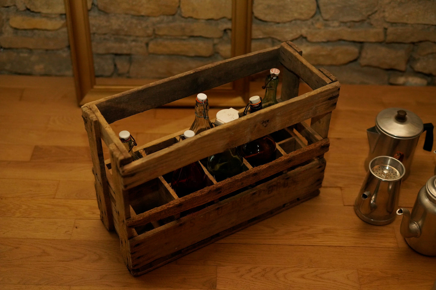 Lot de 3 casiers en bois à bouteilles