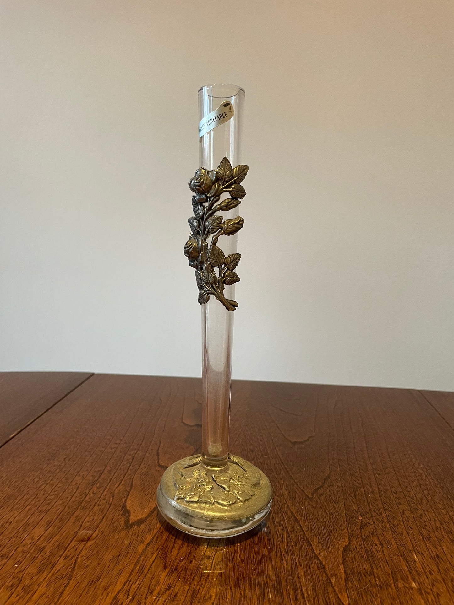 Soliflore en étain et verre