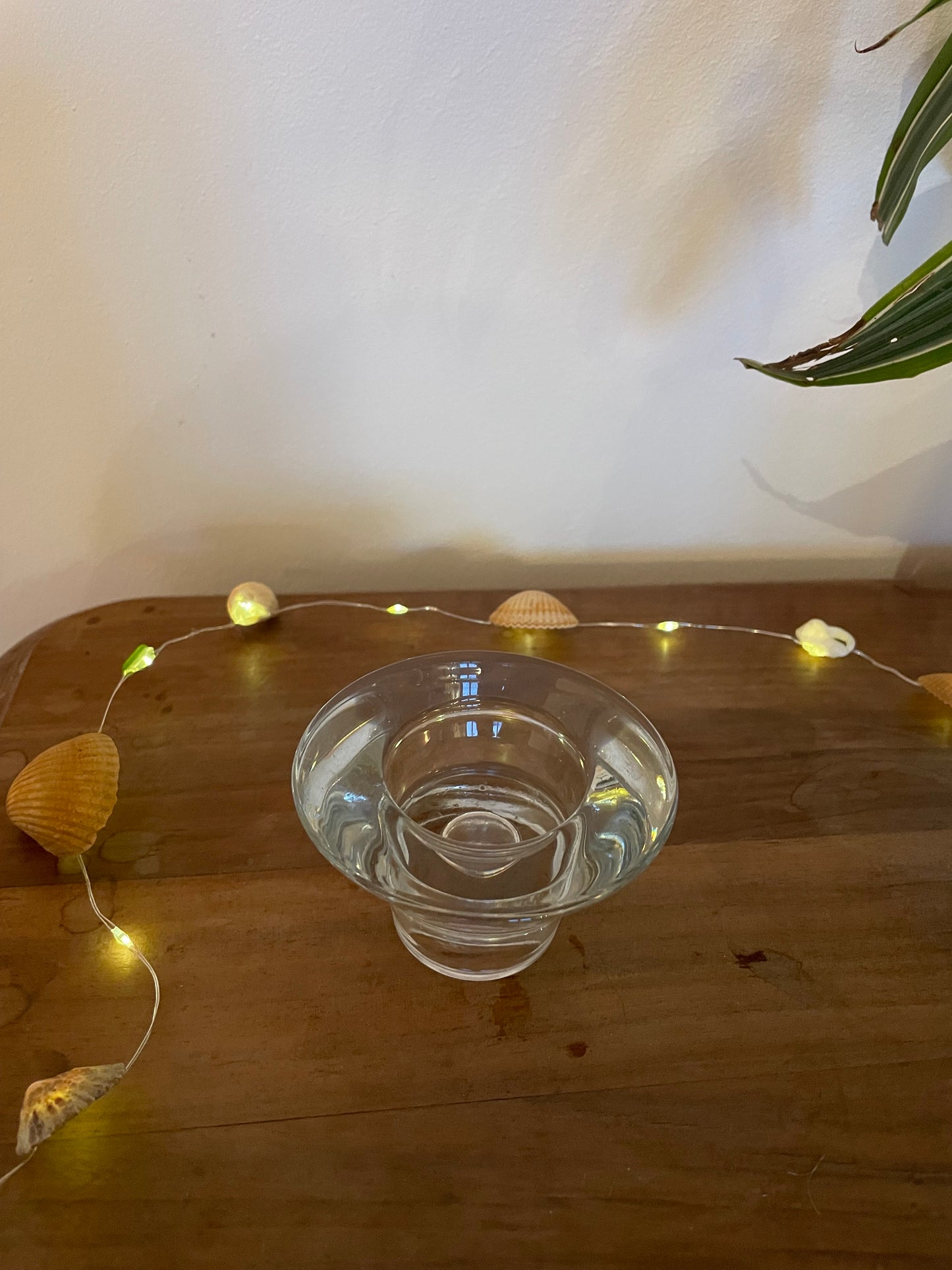 Bougeoir en verre transparent double