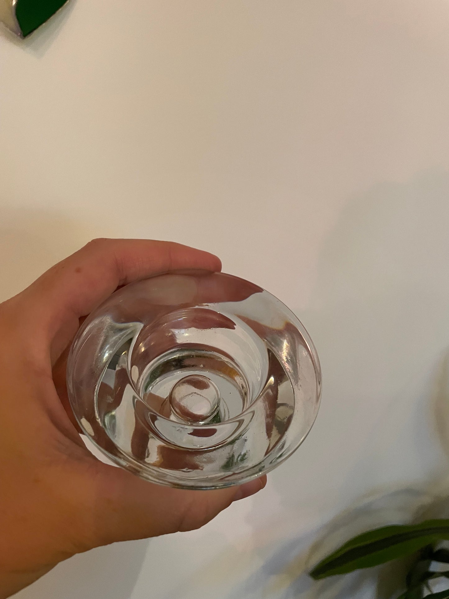 Bougeoir en verre transparent double