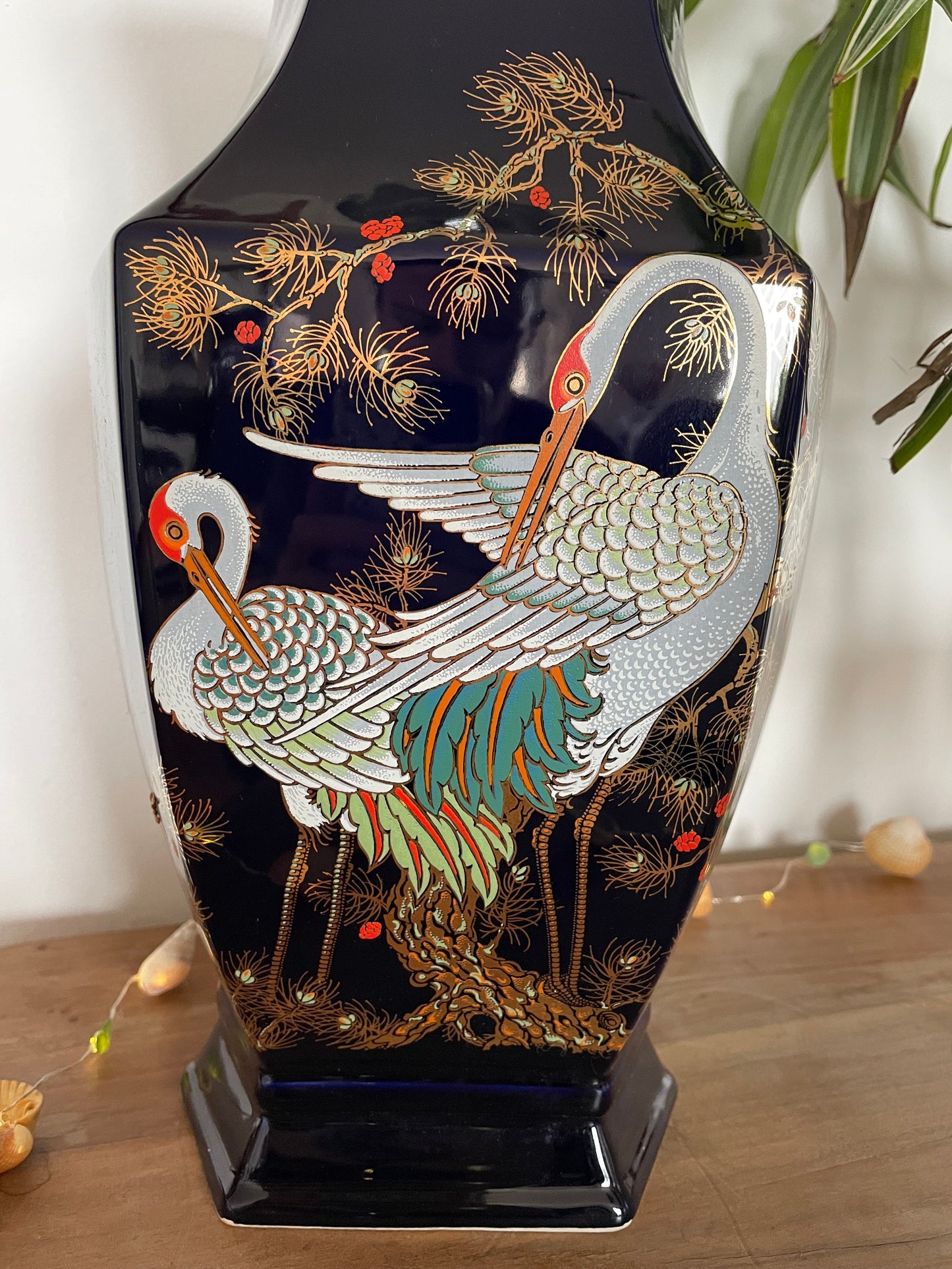 Vase en céramique motif hérons
