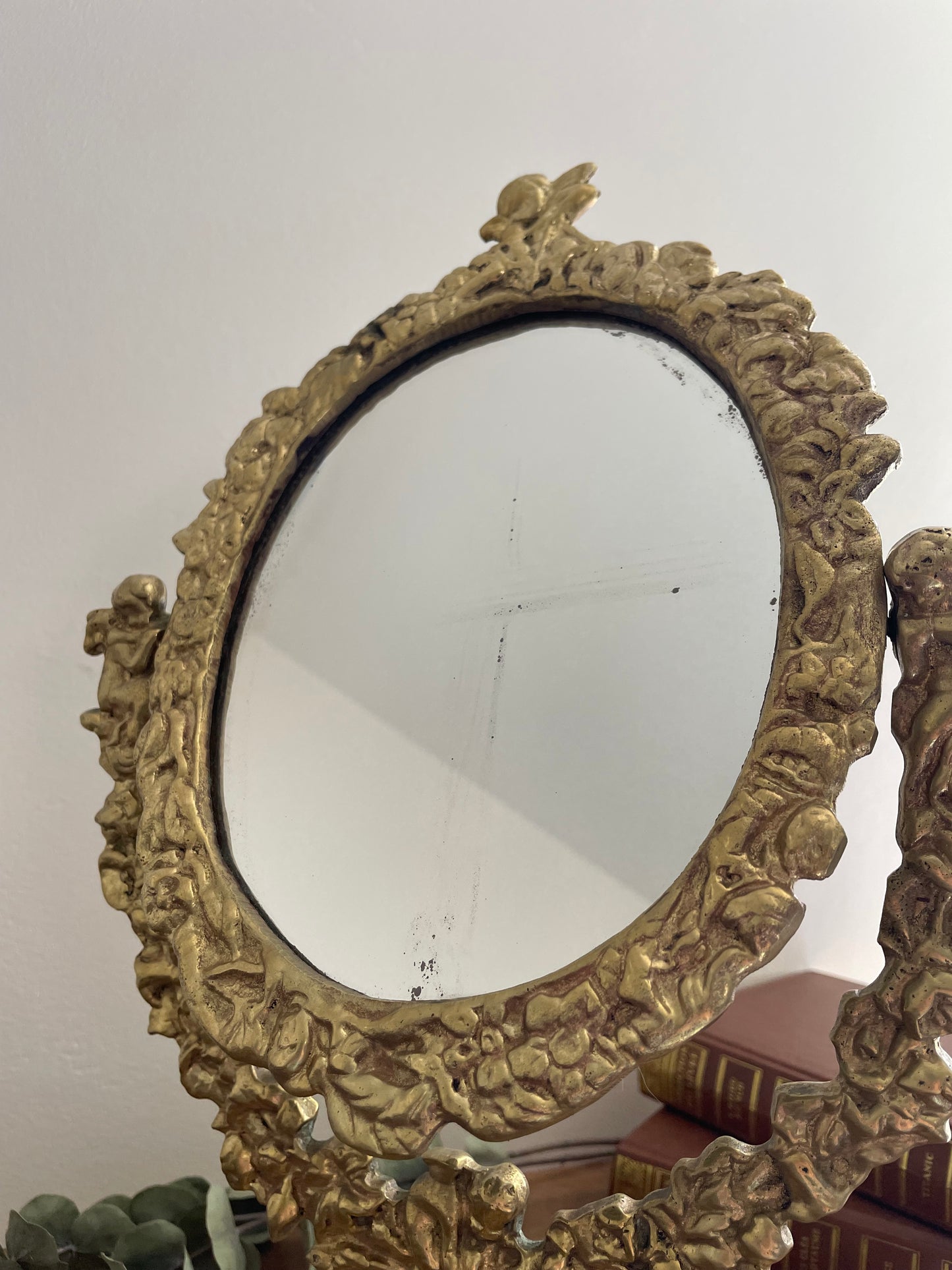 Miroir à poser, psyché en bronze vintage