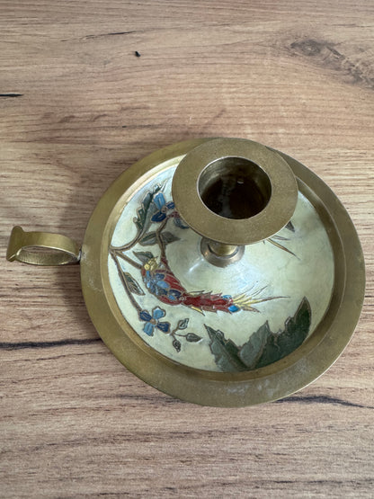 Bougeoir laiton émaillé vintage