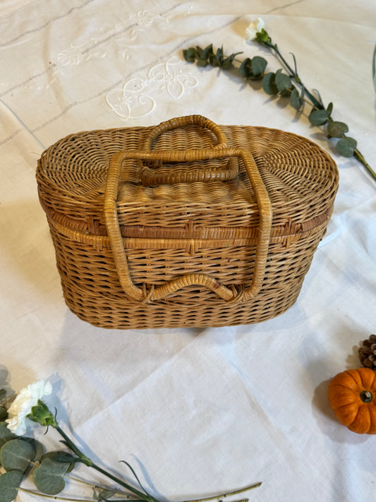 Vanity en rotin vintage