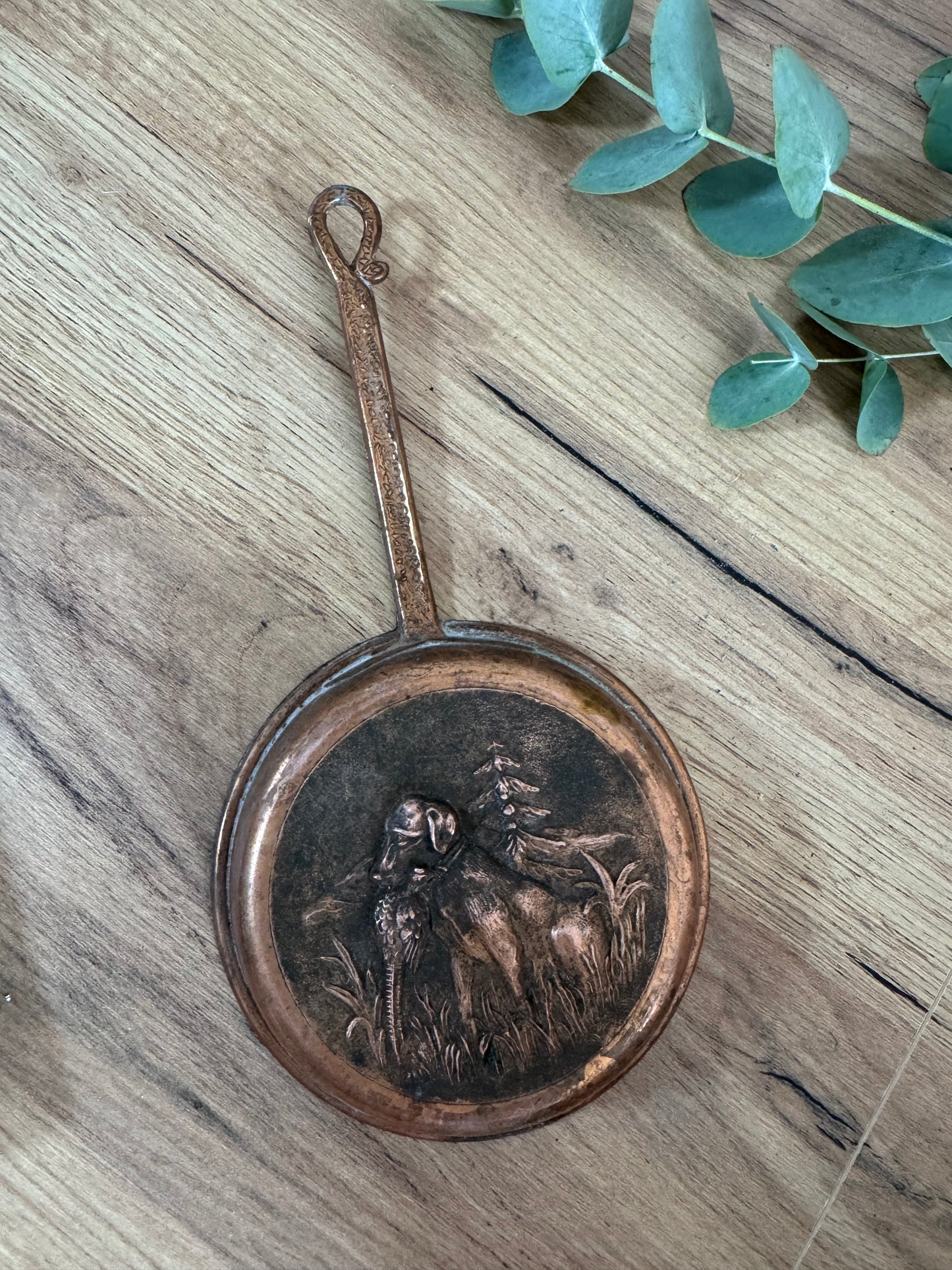 Poêle cuivre chasse vintage