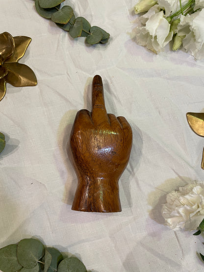 Baguier sculpture main en bois originale et rare