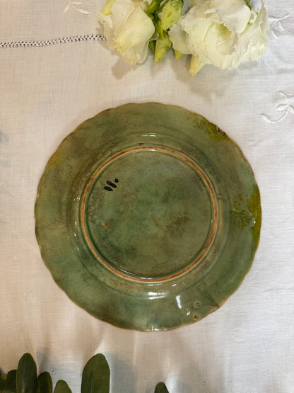 Assiette barbotine oiseaux vintage