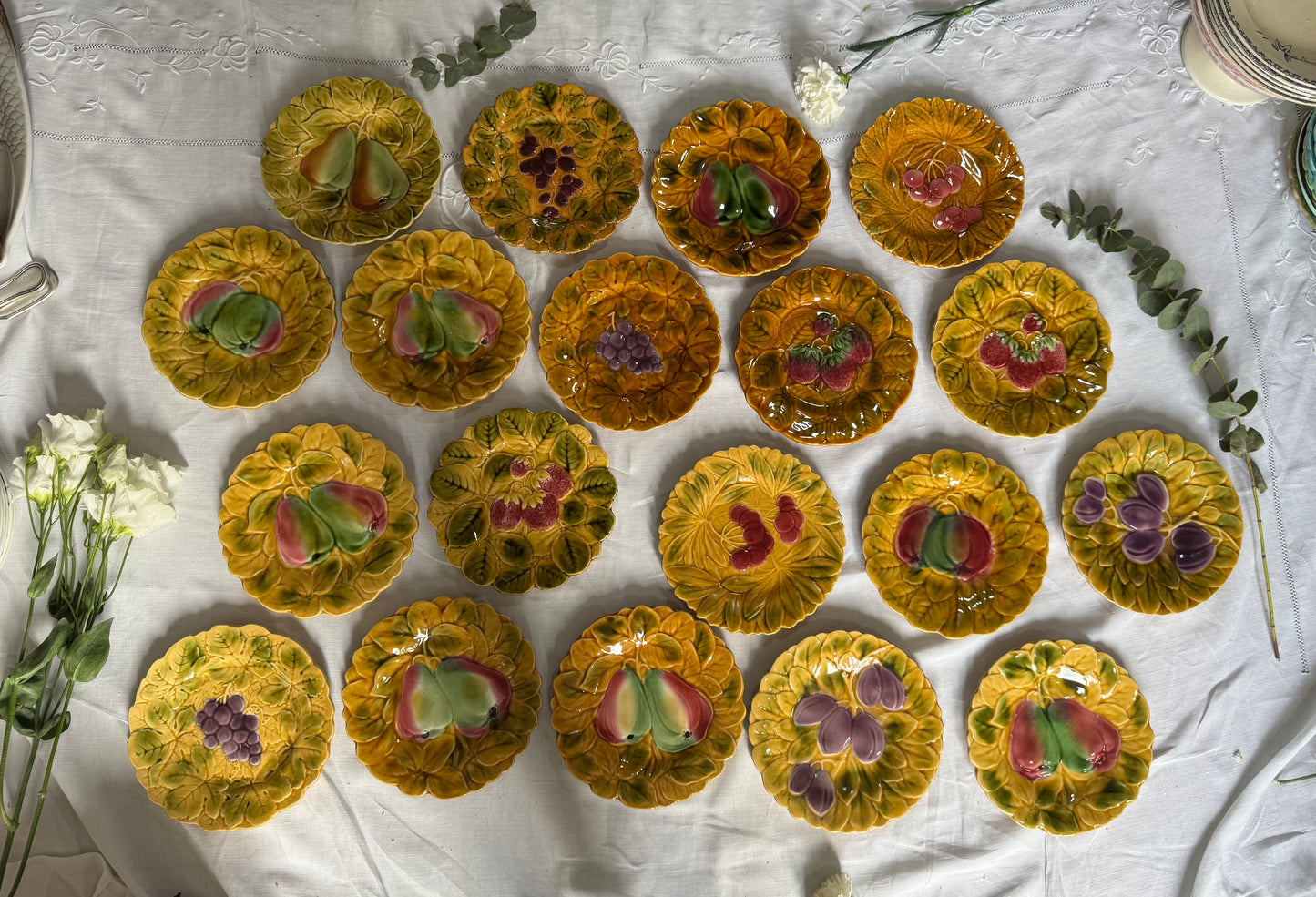 Assiettes à dessert barbotine Sarreguemines vintage