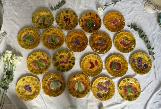 Assiettes à dessert barbotine Sarreguemines vintage