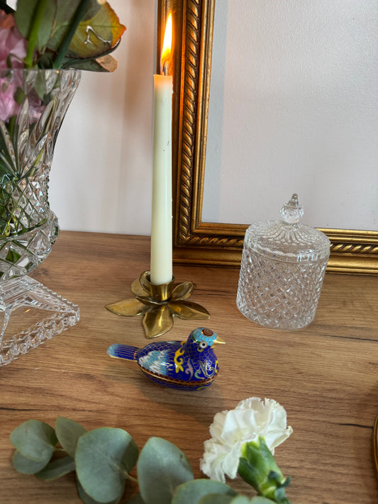 Boite oiseau laiton émaillé