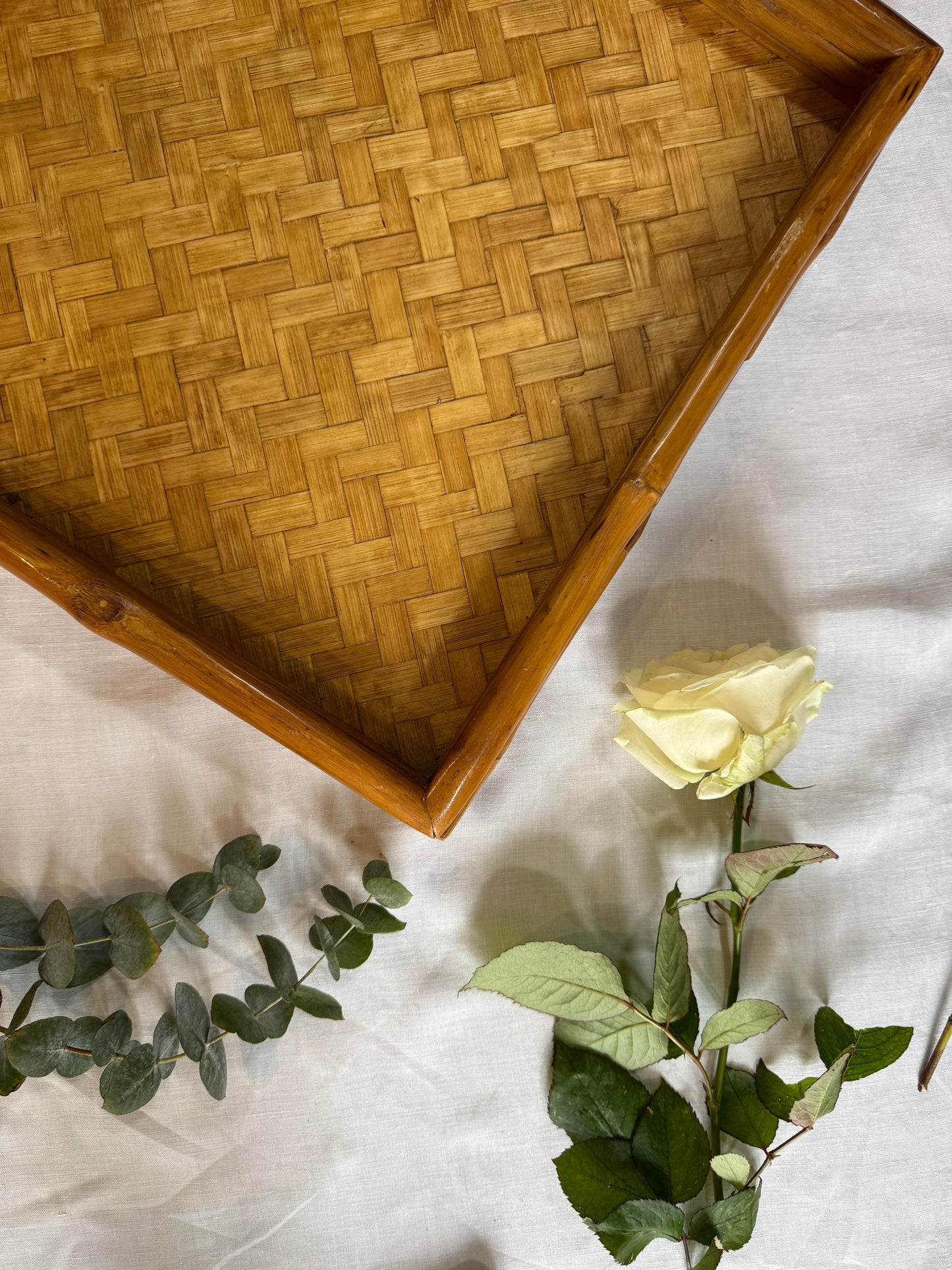 Plateau en rotin et bambou