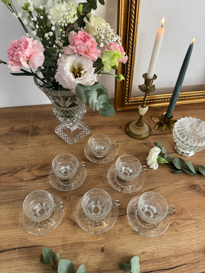 Tasses en verre avec cuillères x6