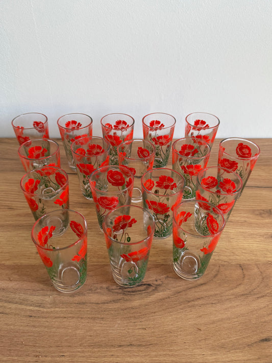 Verres à liqueur coquelicot