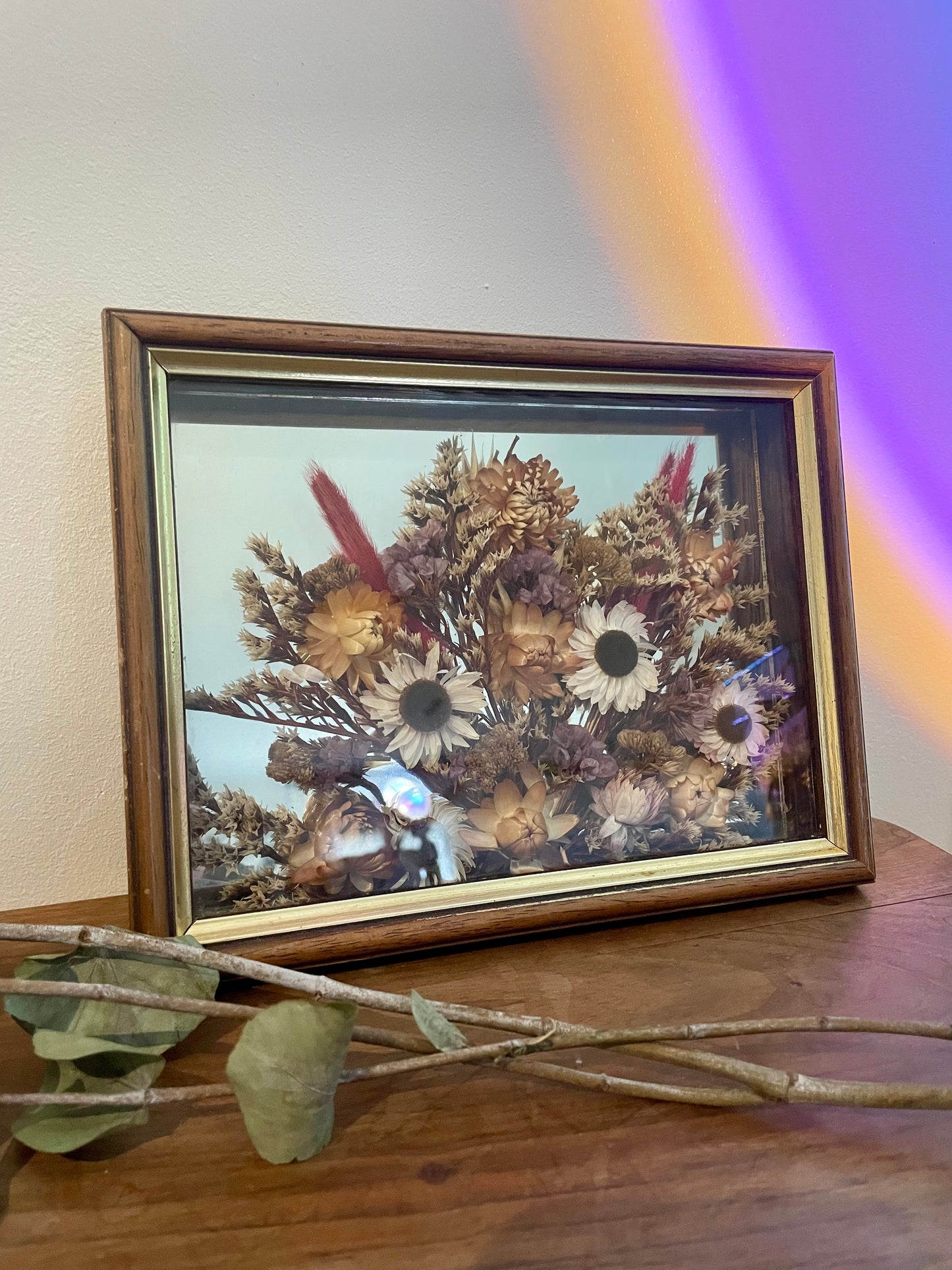 Cadre miroir fleurs séchées