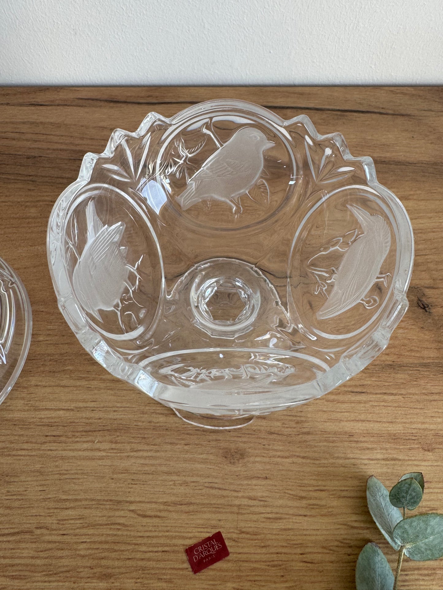 Bonbonnière cristal oiseaux