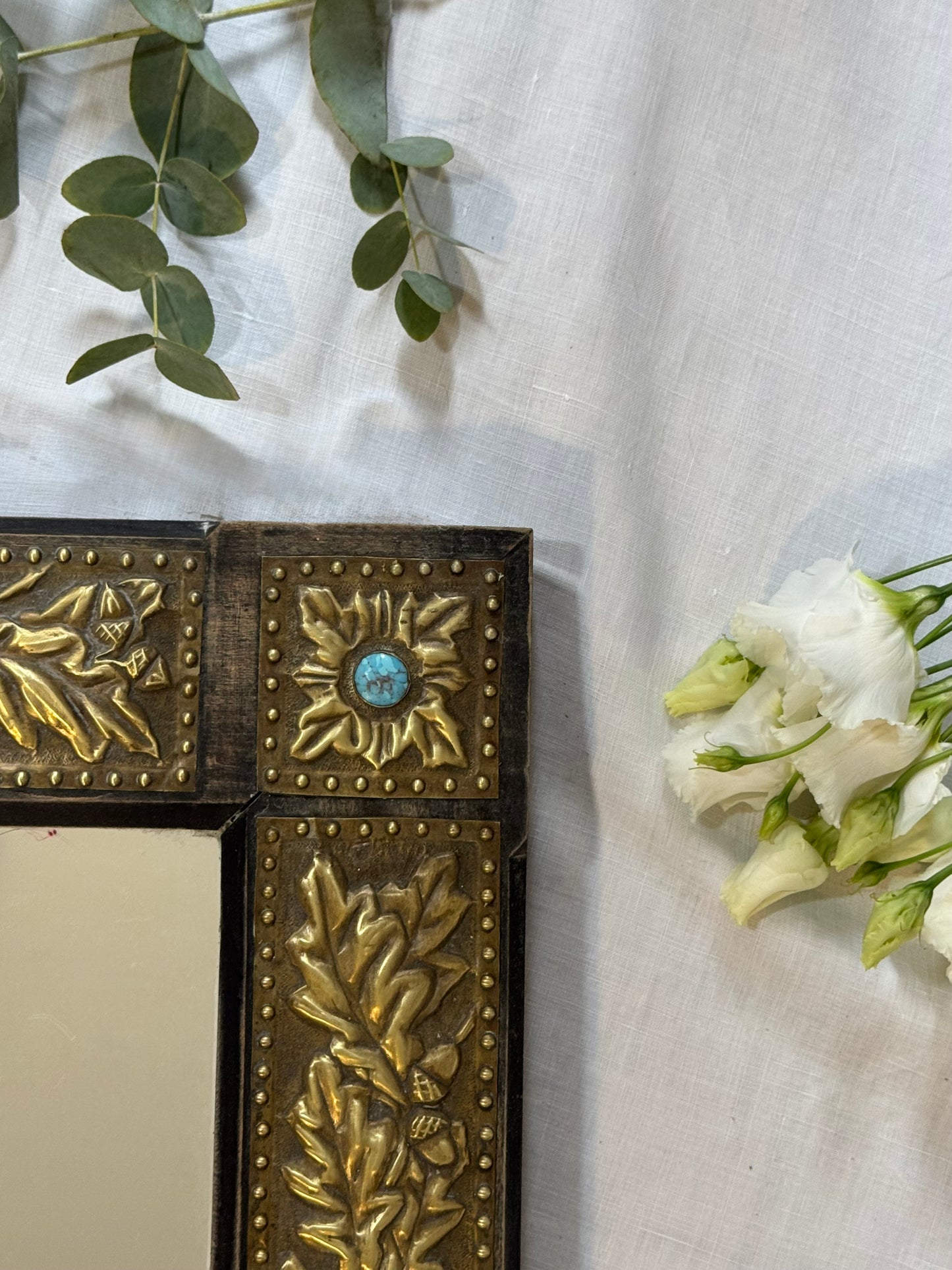 Grand miroir rare turquoise