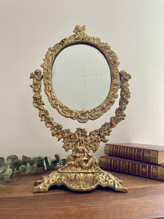 Miroir à poser, psyché en bronze vintage