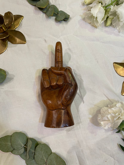 Baguier sculpture main en bois originale et rare