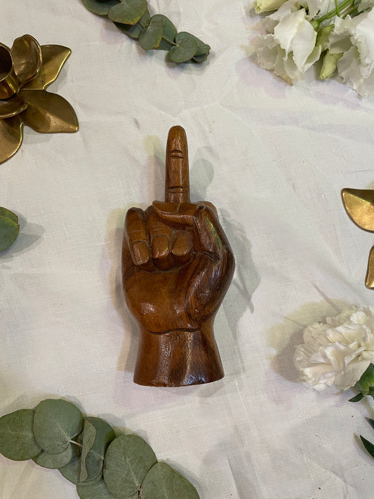 Baguier sculpture main en bois originale et rare