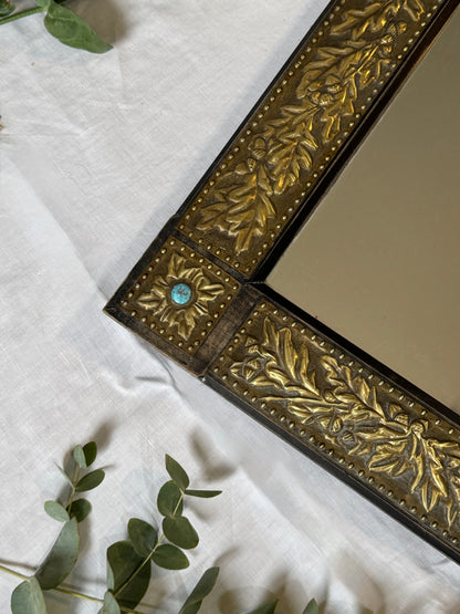 Grand miroir rare turquoise