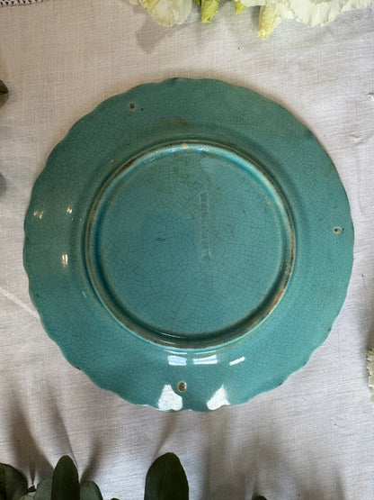 Assiette barbotine oiseaux vintage