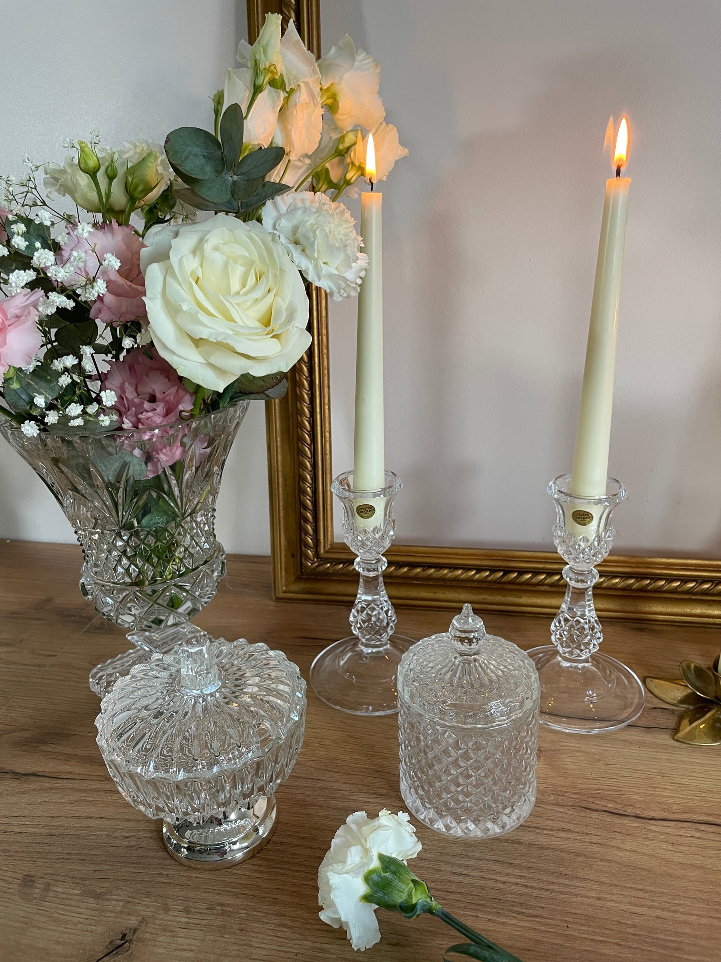 Lot bougeoirs cristal