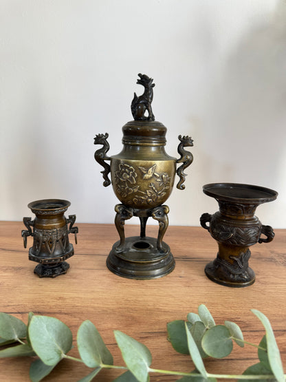 Lot de 3 objets bronze chinois ancien