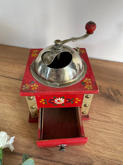 Moulin à café original vintage fleuris
