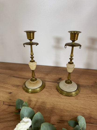 Bougeoirs onyx laiton