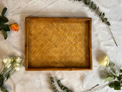 Plateau en rotin et bambou