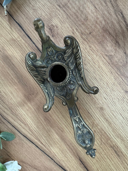 Bougeoir main phénix bronze