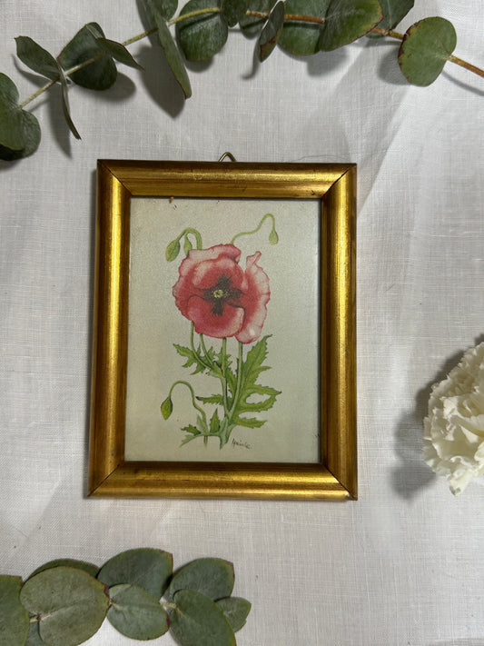 Cadre doré coquelicot