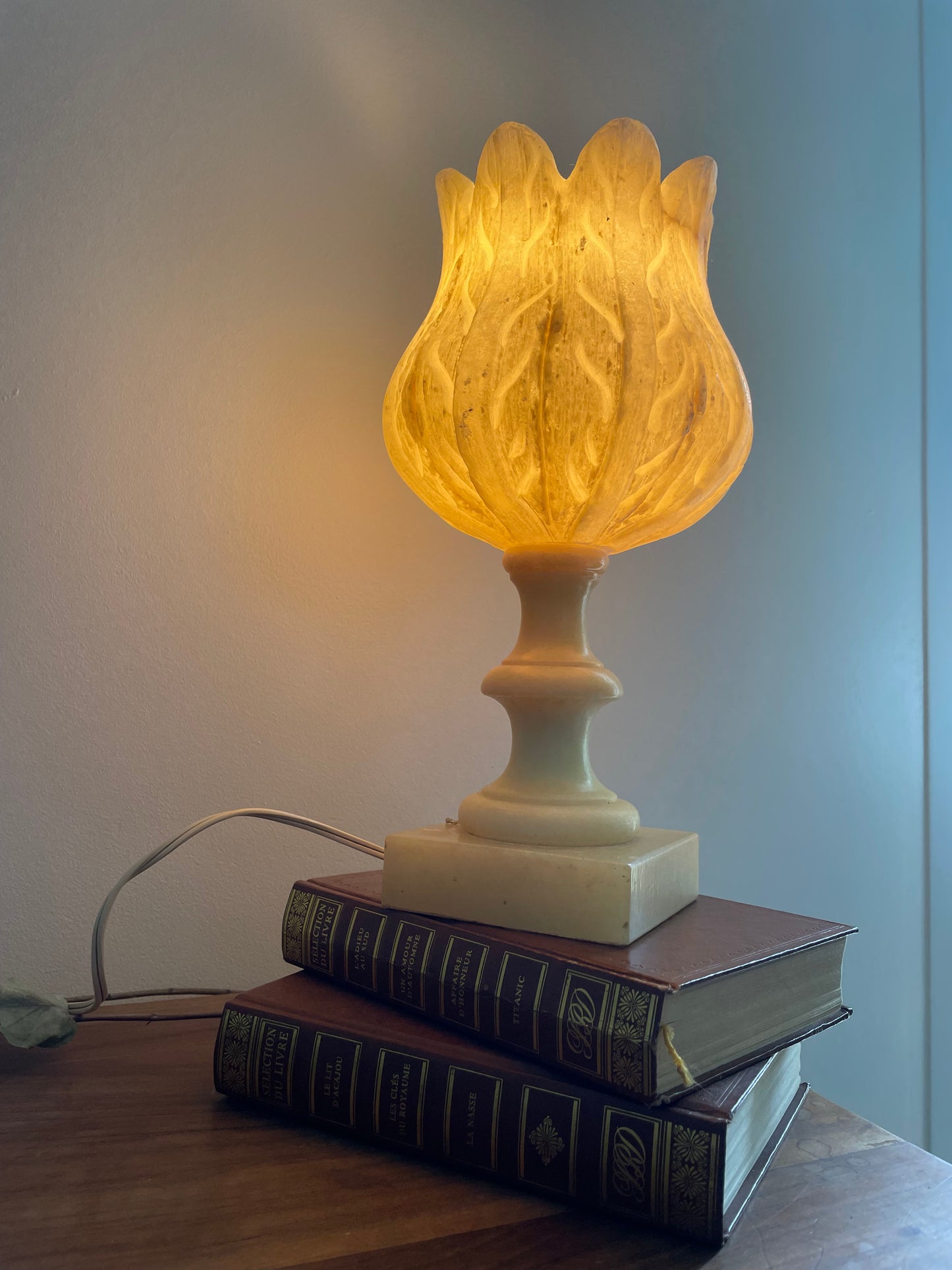 Lampe tulipe en albâtre