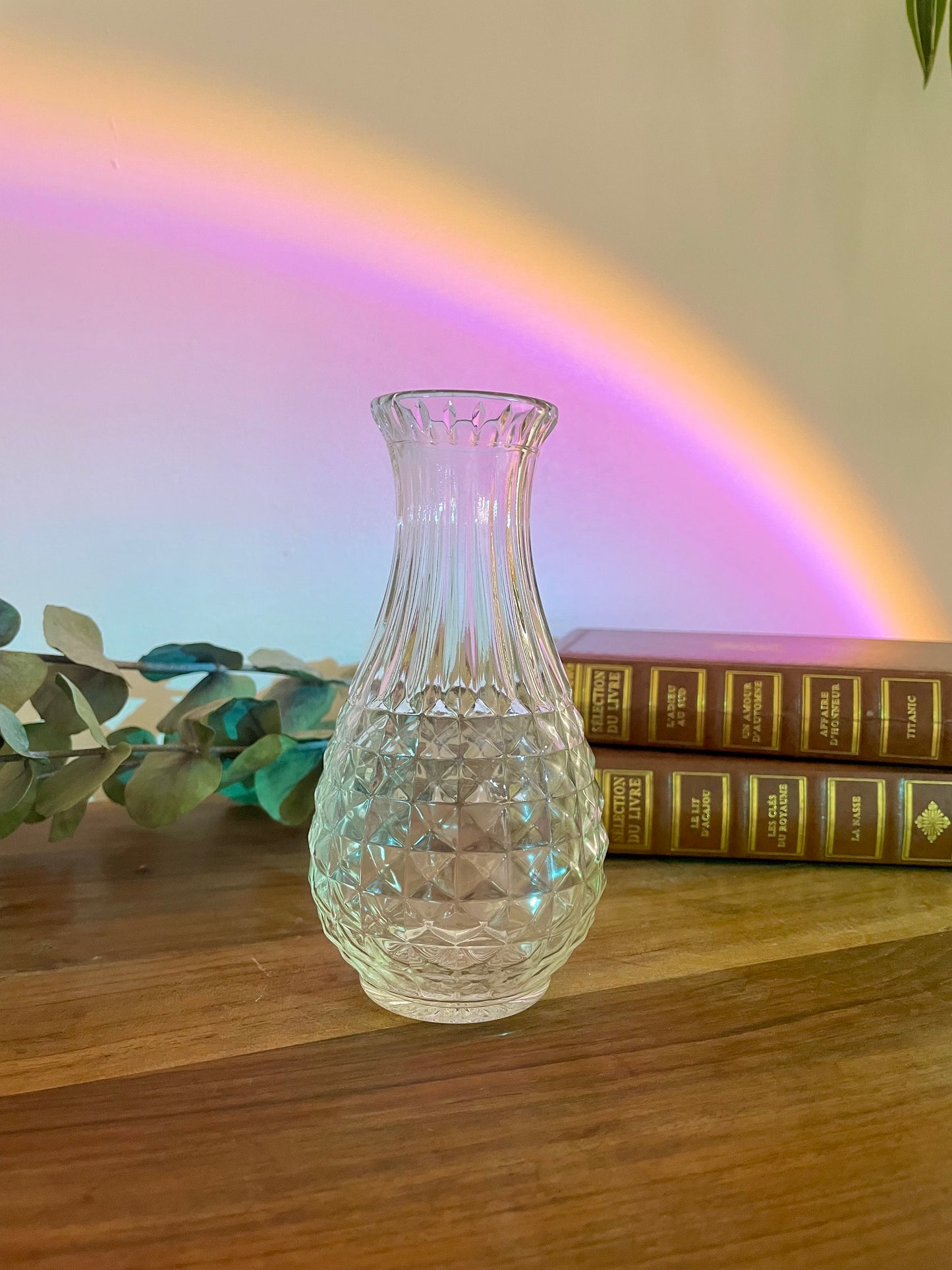 Vase/soliflore en verre biseauté