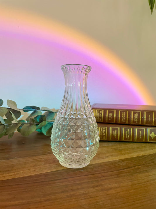 Vase/soliflore en verre biseauté