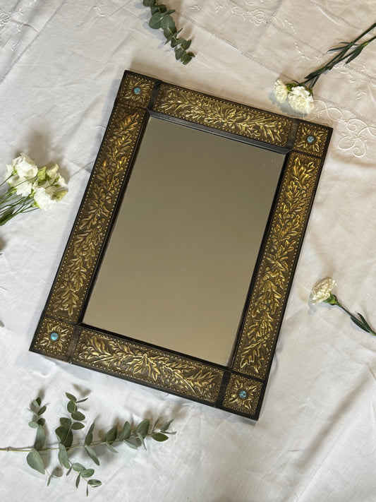 Grand miroir rare turquoise