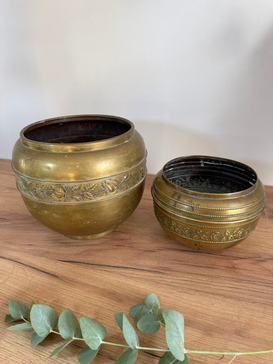 Cache pot en laiton vintage