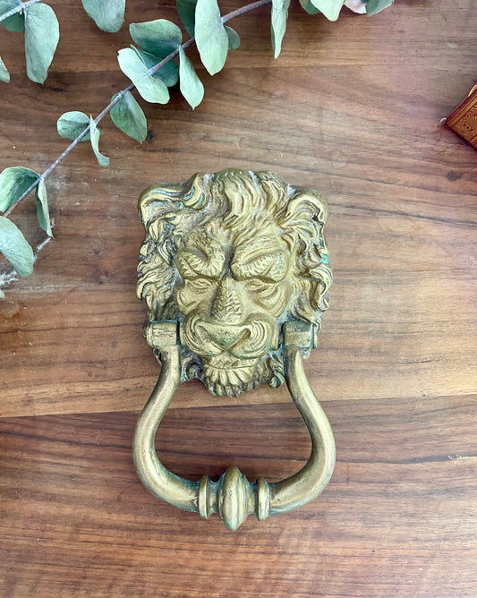 Heurtoir tête de lion en bronze vintage